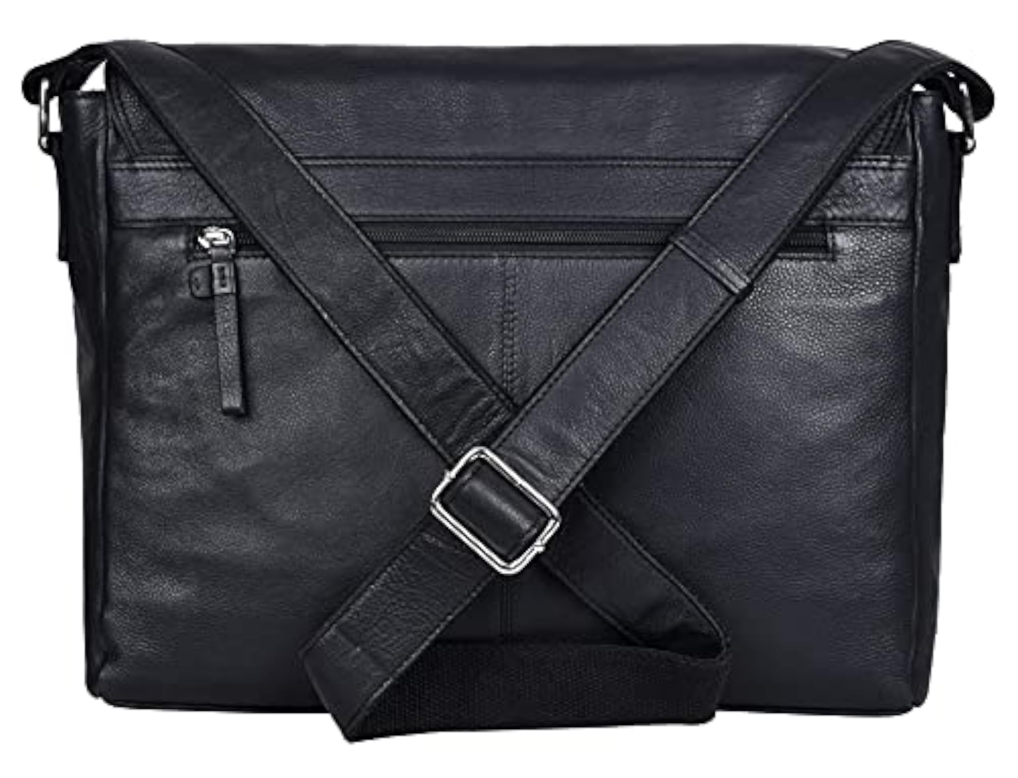 Brent Black Leather Messenger Bag for Men, Classic Design
